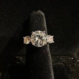 Silver and White Stone Ring